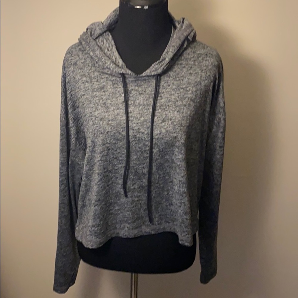 Athleta cropped uptempo hoodie grey heather XS